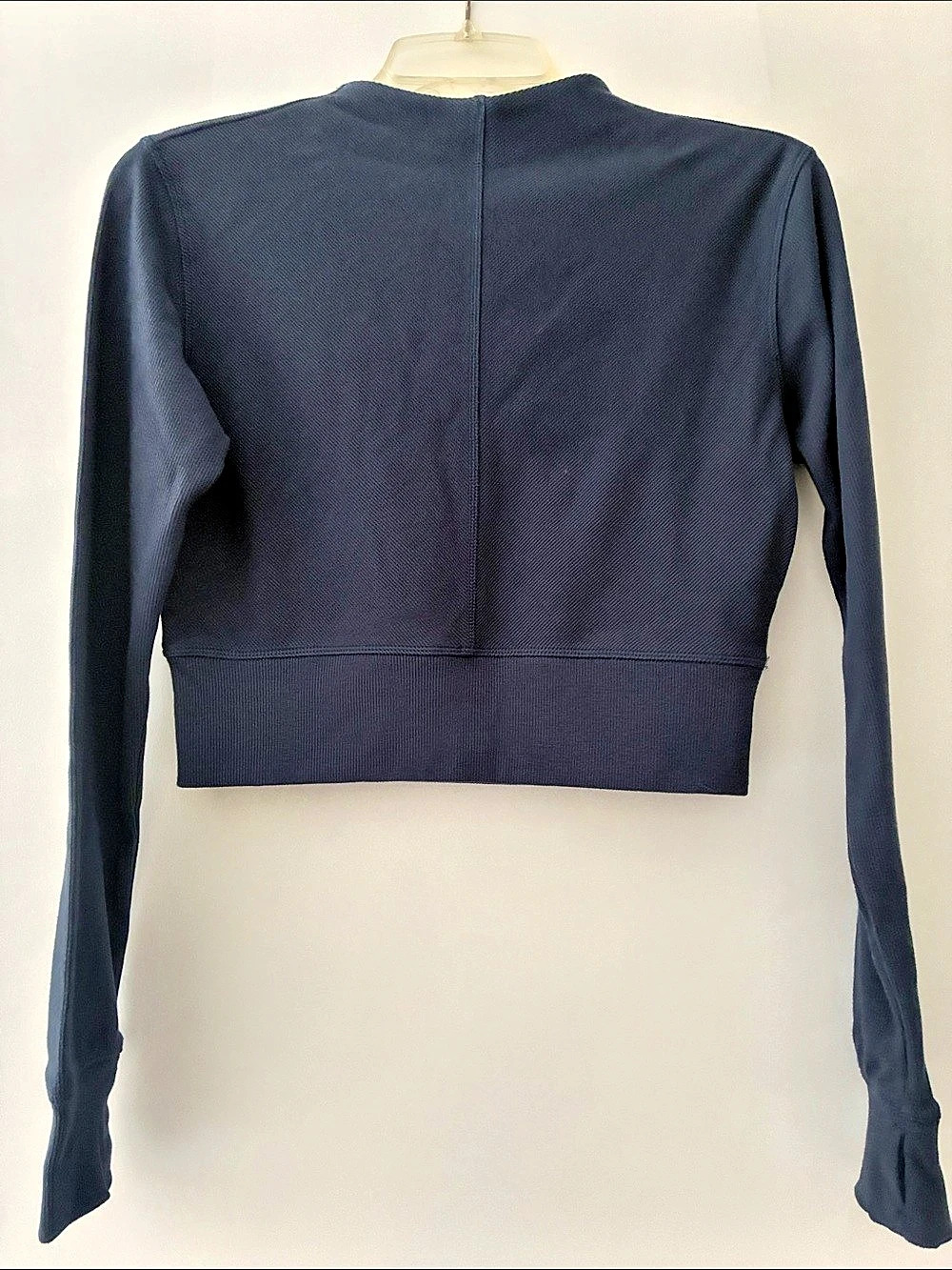 Puma Exhale Ribbed Knit V-Neck Long Sleeve Blue Small